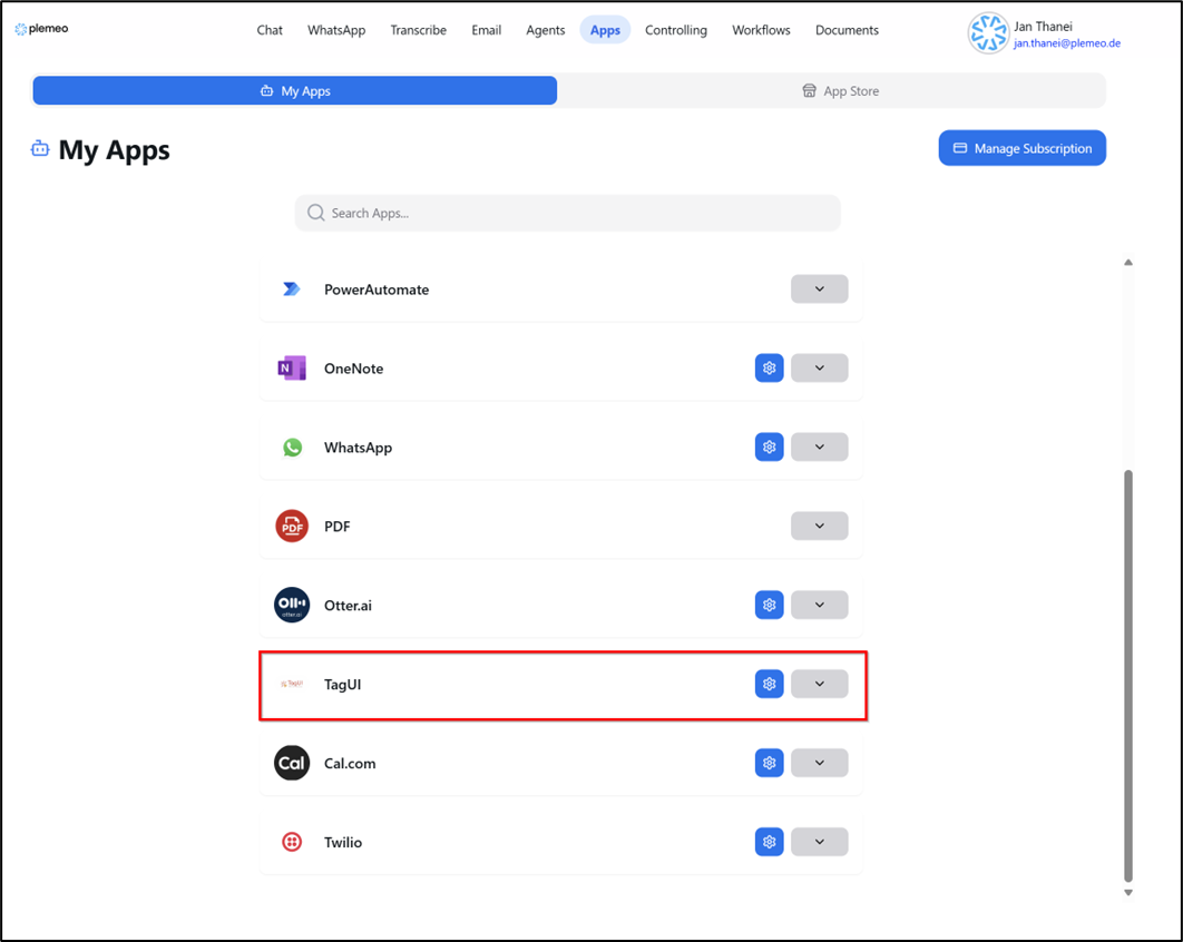 App Management Interface