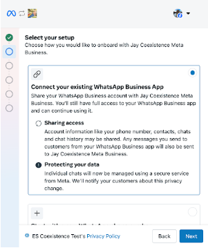 Meta Coexistence — Connect existing WhatsApp Business App