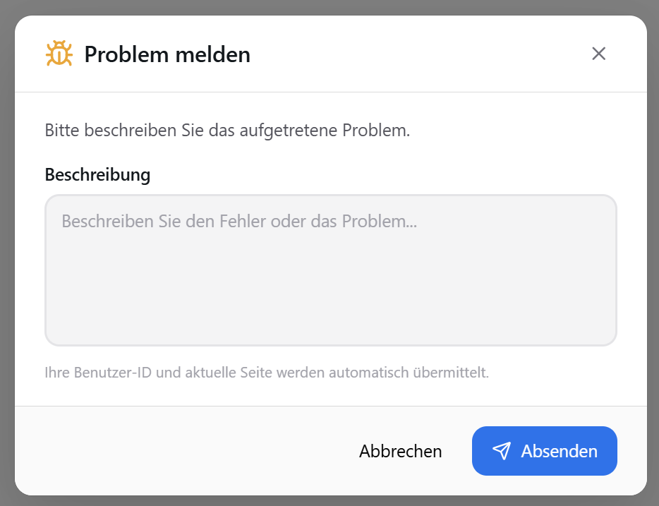Problem melden Dialog